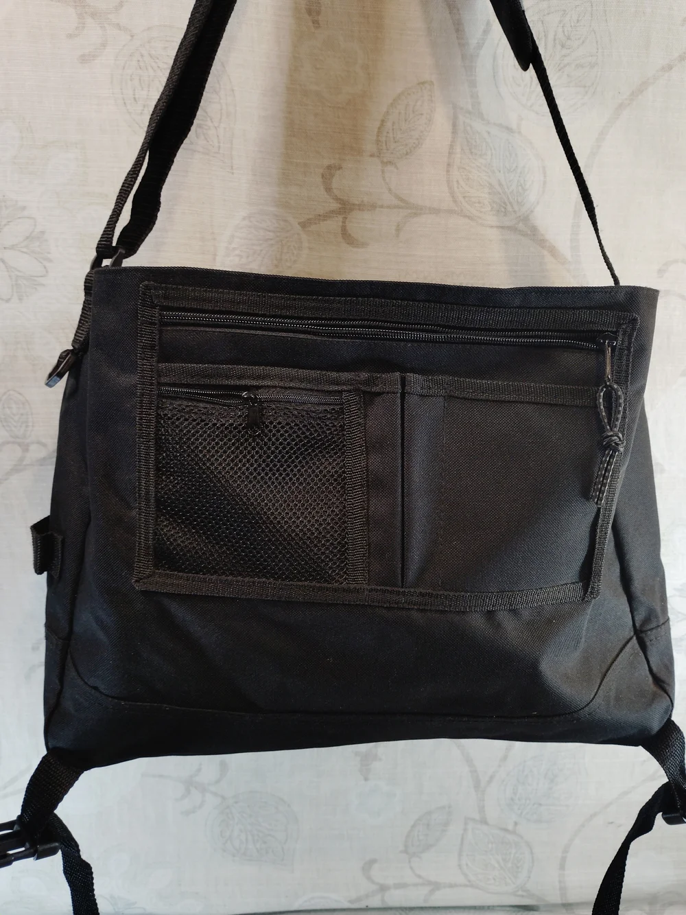 Gray and Black Messenger Bag with Shoulder Strap